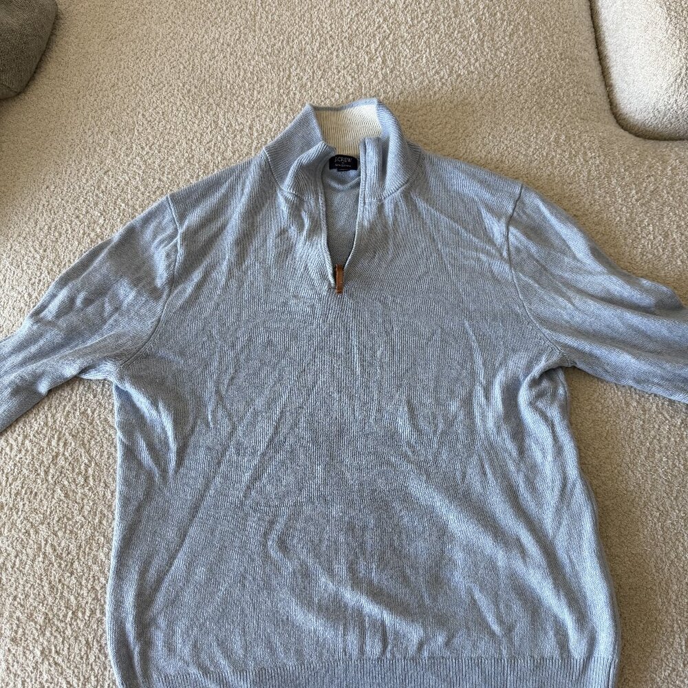 J.Crew Light Blue Half-Zip Cotton Pullover Sweater Size M